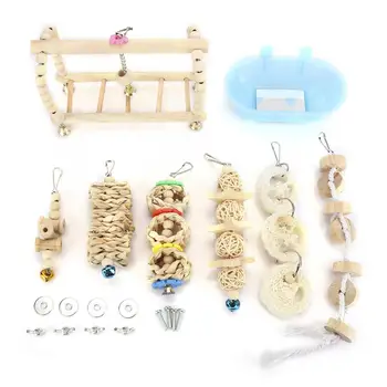 

Bird Toy Parrot 7Pcs/Set Pet Bird Bathtub Toy Hanging Parrot Climbing Ladder Bite Toys for Small Animals Intelligence