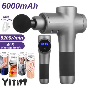 

Muscle Massage Gun Sport Therapy Massager Body Relaxation Pain Relief Slimming Shaping Massager with 4/6 Heads