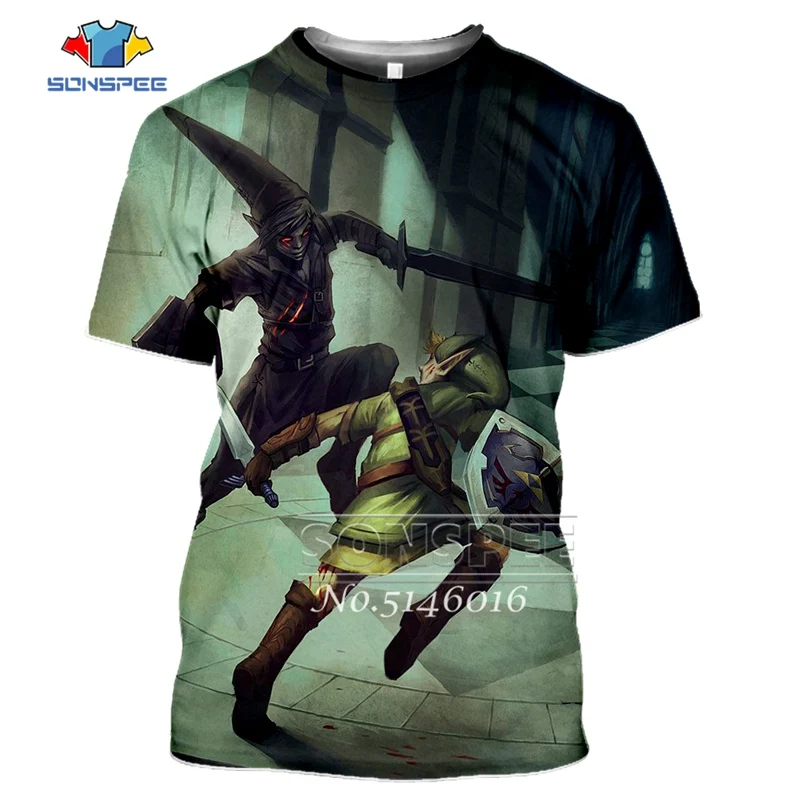 06 SONSPEE The Legend of Zelda Fashion 3D print Anime t-shirt Unisex Casual Short sleeve Men Street wear Pullover Clothing t359 - Color: 06