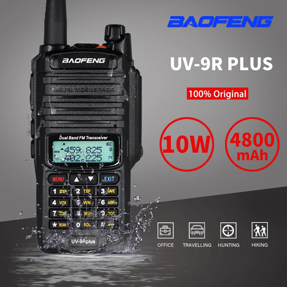 Горячая 10 Вт Baofeng UV-9R плюс портативная рация Водонепроницаемая UV9R плюс Двухдиапазонная портативная CB Ham Радио 9rhp FM трансивер двухстороннее радио