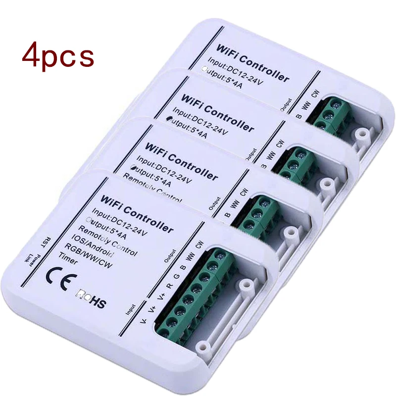 1/2/4/10 шт./компл. 4A* 5CH RGB/WW/CW Светодиодный WI-FI Управление; IOS Android Smart Link таймер музыка Управление смарт продукты питания и напитки - Комплект: 4pcs