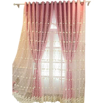 

Embroidered Tulle Mix and Match Blackout Curtains, Milk Gauze Double Insulated Curtains, for Living Room Girls Bedroom, (1 Panel