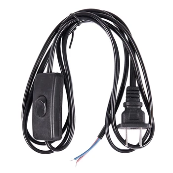 

US Plug 1.8M Power Cord on/off Button Switch AC110V 3A AC250V 6A Black