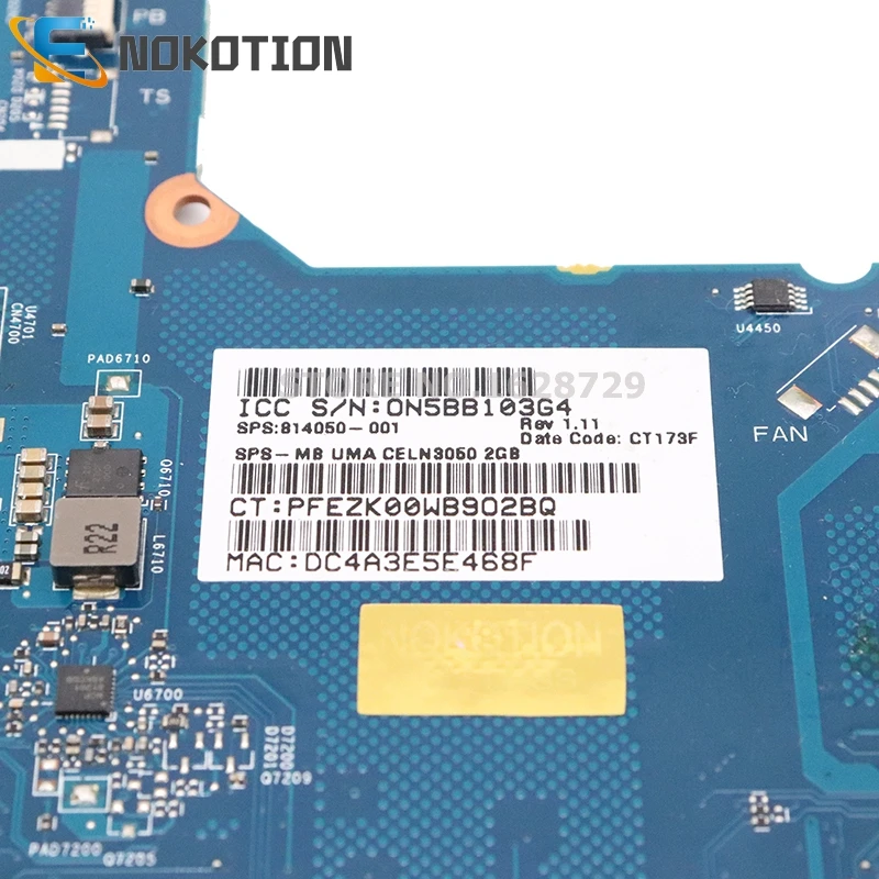 NOKOTION 814050-001 для hp павильон 14-AC G4 240 Материнская плата ноутбука SR29H N3050 cpu 4GB ram на плате