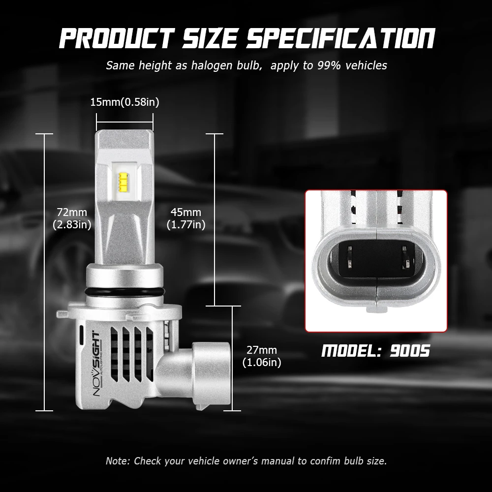 Novsight 2 шт. H4/H5/H7/9005/9006 55 Вт Автомобильный светодиодный Сменные лампы фар комплект ZES дальнего света 6000K