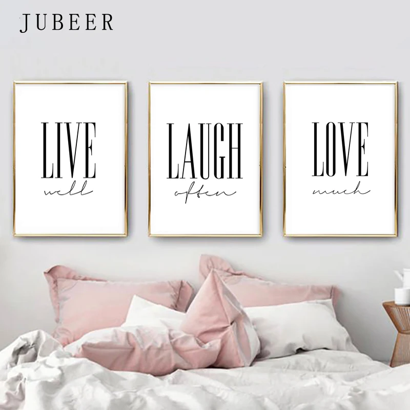 Live Laugh Love Posters and Prints Cuadros Decoracion Salon Black White Decorative Picture Wall Art Nordic Decoration Home | Дом и сад