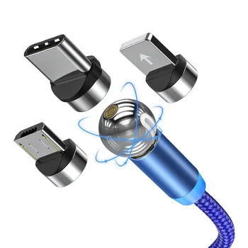 

New Style 360-Degree Rotating Spherical Magnet Line Three-in-One Charging Cable for ios Android Typec
