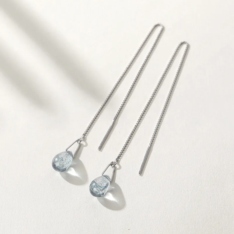 Ruifan, минималистичные серьги русалки из стерлингового серебра 925 пробы, длинные серьги для женщин, висячие серьги, изящные украшения YEA390 - Цвет камня: Прозрачный