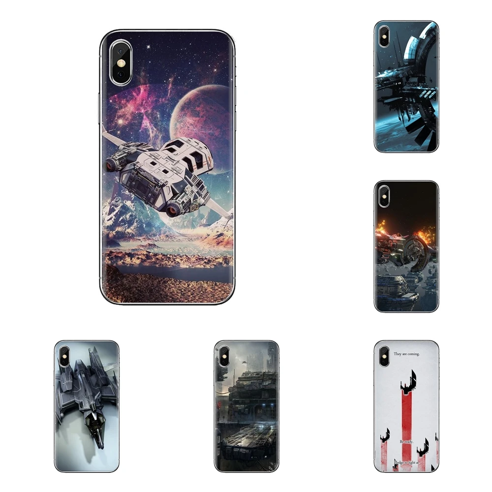 For iPhone XS Max XR X 4 4S 5 5S 5C SE 6 6S 7 8 Plus Samsung Galaxy J1 J3 J5 J7 A3 A5 Phone Shell Case Star Citizen space battle |