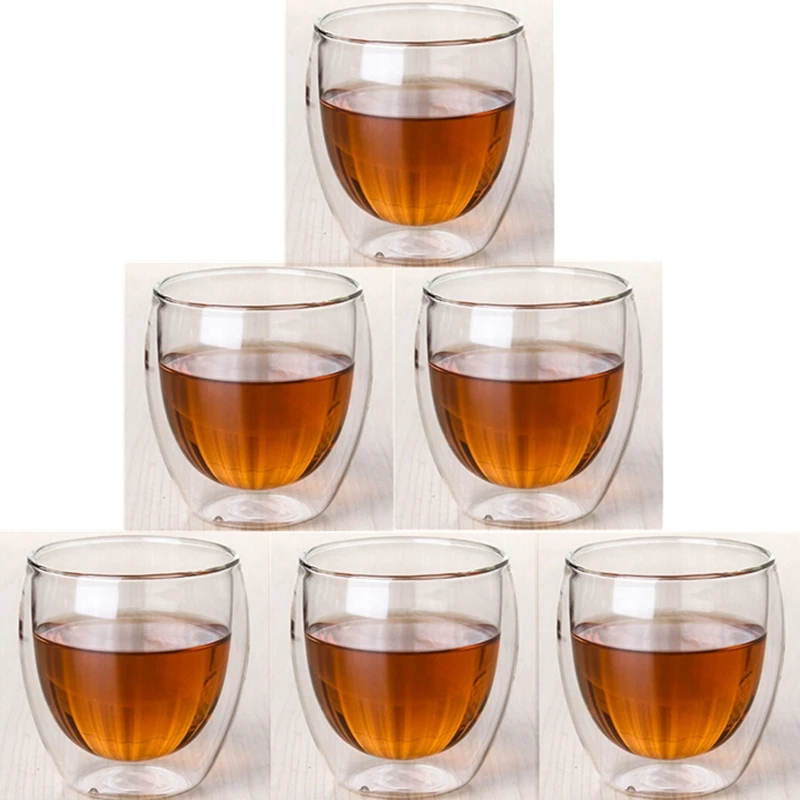 Cup Gift-Set Coffee-Cup Glass Heat-Preservation Beer Transparent Double-Layer Tea 2pc/6pc