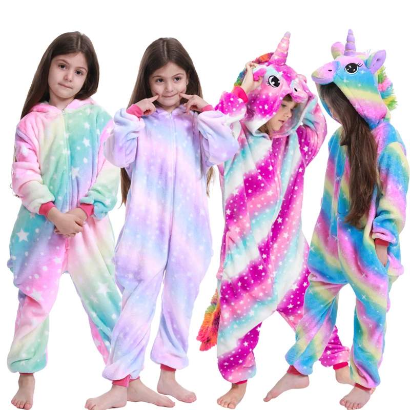 Kigurumi Unicorn Pajamas For Children Winter Girls Boys Unicornio Sleepwear Anime Panda Onesie Kids Costume Baby Licorne Pyjamas