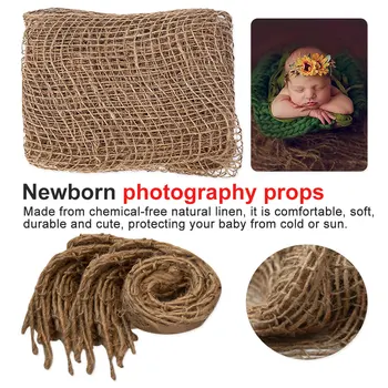 

1PCS Newborn Photography Prop Chunky Burlap Layer Net Hessian Jute Backdrop Blanket