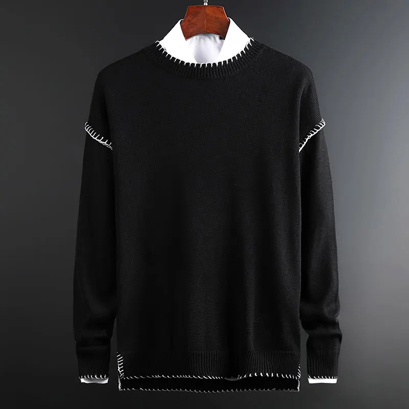 

2019 New Fashion Brand Sweater For Mens Pullovers O-Neck Slim Fit Jumpers Knit Hip Hop Autumn Korean Style Casual Men Clothes
