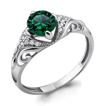 

Ring AQUAMARINE with nanoizumrudom, cubic zirconia, silver 925