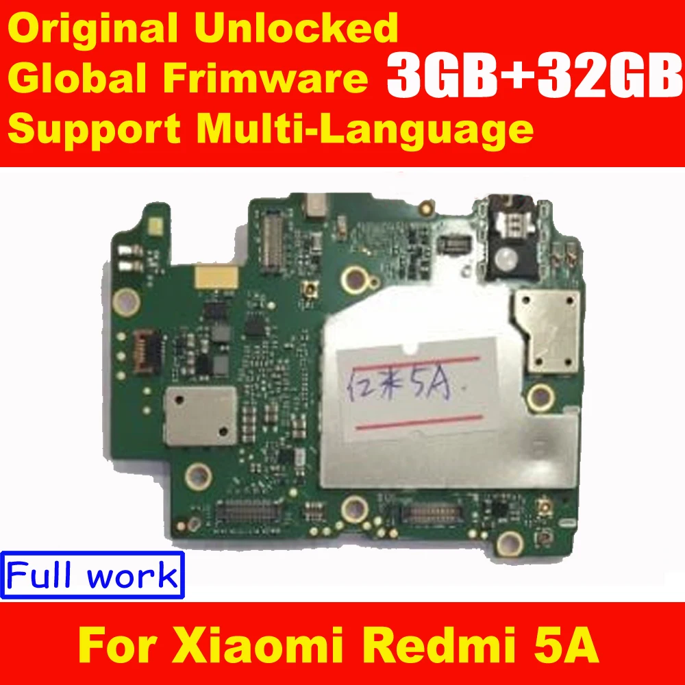 Original Unlocked MainBoard For Xiaomi Redmi 5A 3GB 32GB MotherBoard With Chips Circuits Flex Cable Global Frimware MIUI | Мобильные