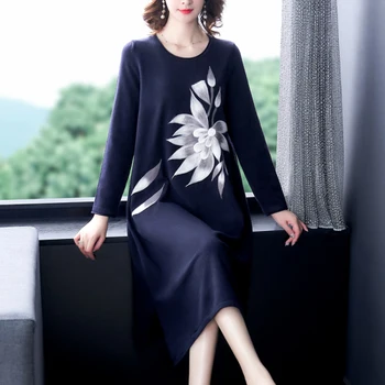 

Winter Loose Casual Knitted Dress Fashion Formal Dress Women Elegant Vestido De Festa Womens Dresses New Arrival 2019