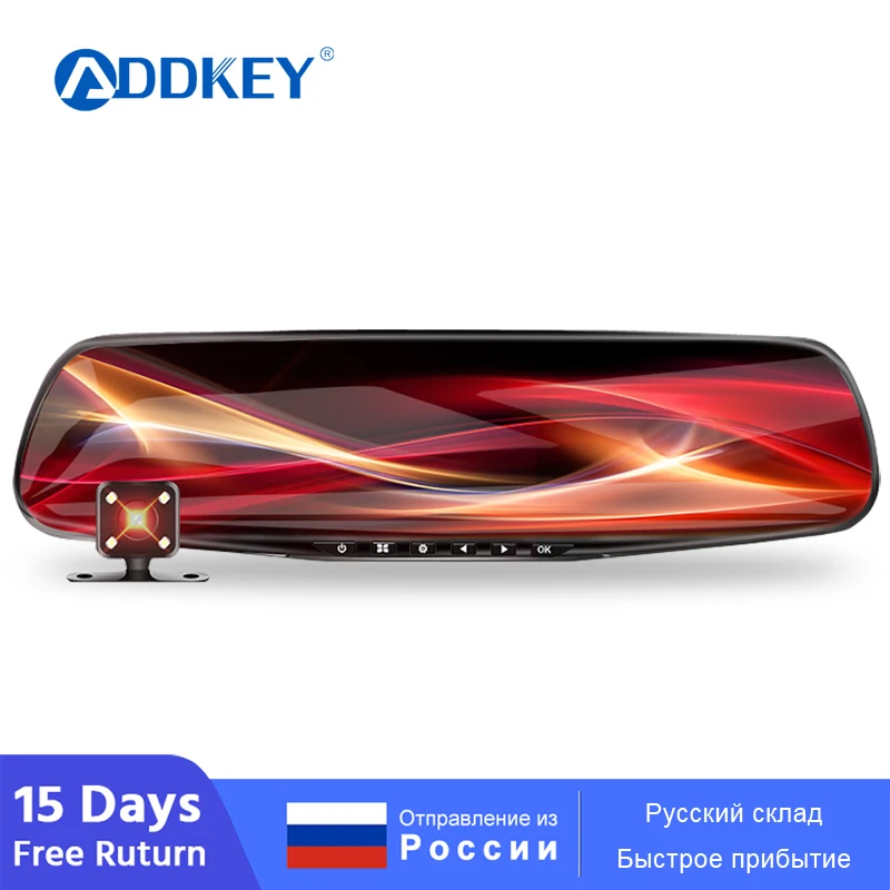 Автомобильный видеорегистратор ADDKEY двойной объектив зеркало заднего вида авто