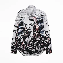 Брендовая мужская рубашка цифровая портретная печатная с длинным рукавом Chemise homme плюс размер тонкие Camisas повседневные деловые мужские рубашки