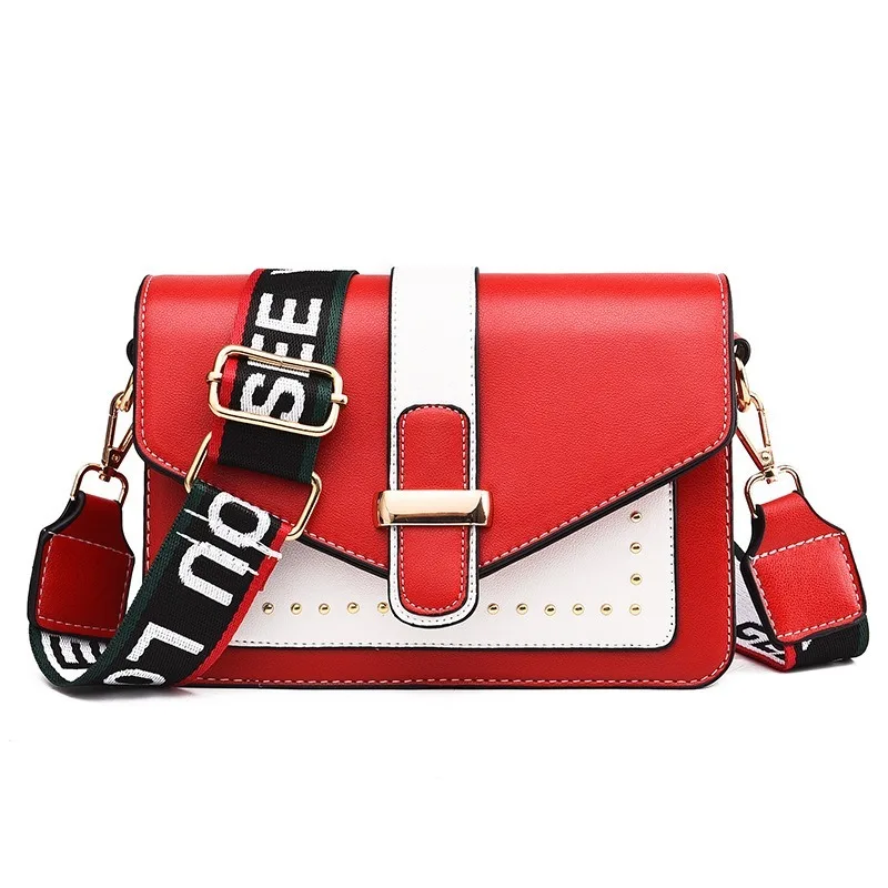 

all-match messenger bag female new one-shoulder three-layer bag wide shoulder strap hit color bag fashion female bag Small bag