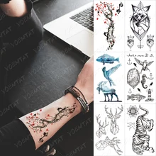 Waterproof Temporary Tattoo Sticker Tiger Tree Color Flower Realistic Color Tatto Arm Fake Tatoo Man Woman Child Flash Tattoos