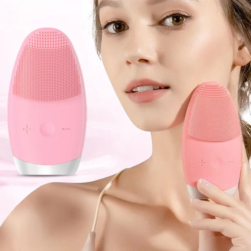 Facial Cleansing Mini Electric Massage Brush Sonic Vibration Massage Silicone Waterproof Face Deep Cleansing beauty Tool