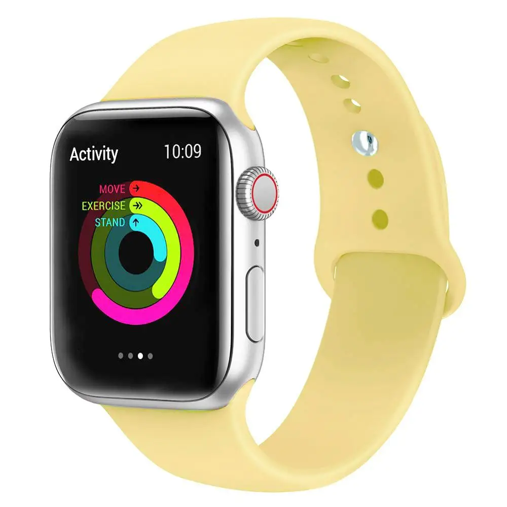 Lemon Cream Силиконовый ремешок для Apple Watch, ремешок 40 мм, 44 мм, серия 5, 4, резиновый спортивный браслет, ремешок для Apple watch 38 мм, 42 мм, серия 3, 2, 1 - Цвет ремешка: Lemon Cream