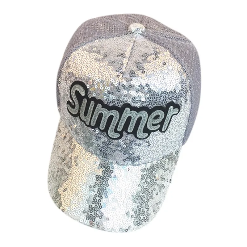 Baby Caps Child Baseball Cap Hip Hop Summer Sequin Sun Hat Snapback Mesh Hat For Kids