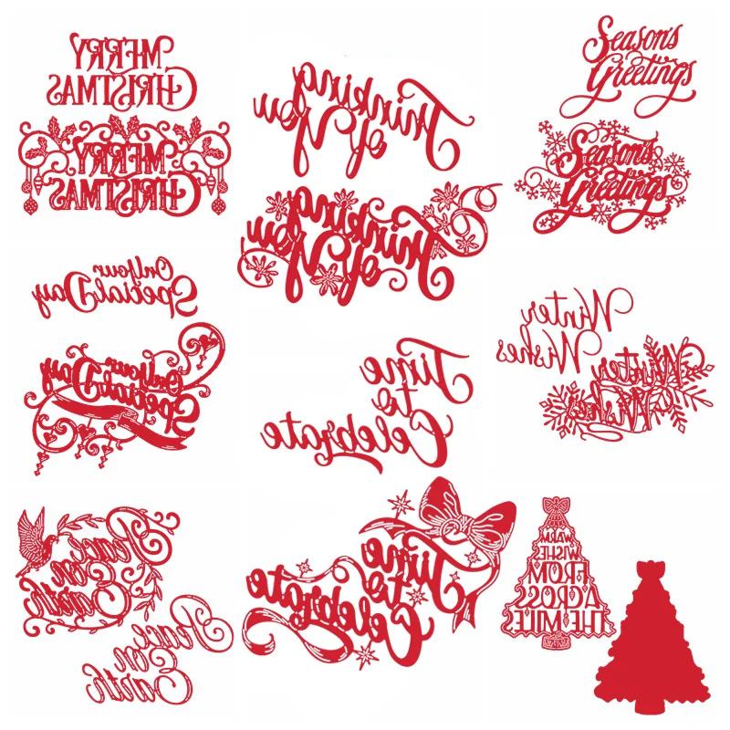 

Layered Letter Flower "Merry Christmas"Words Metal Cutting Dies Scrapbooking Album Paper DIY Card decoration Craft Embossing Die