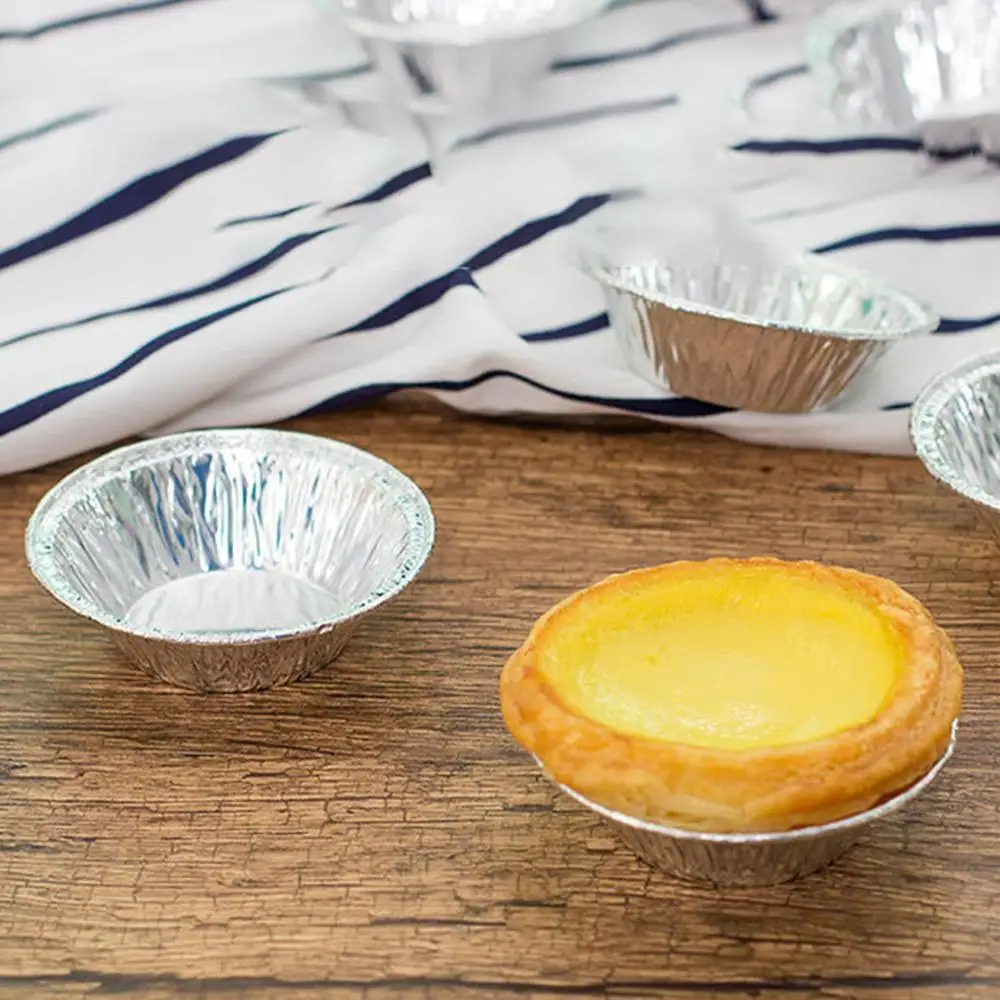 Круглая форма для печенья яйцо маффина Tart 100 шт. алюминиевая фольга свежая
