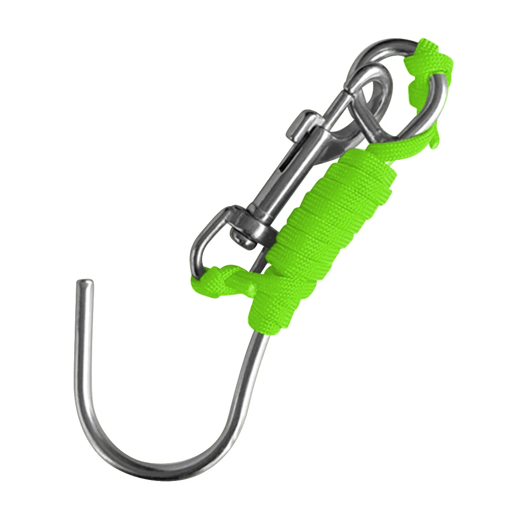 Fluo Green as descr Рифовый крюк для дайвинга с 4"(120 см) линией и зажимом из нержавеющей стали аксессуары для дайвинга и фотографии один рифовый крюк - Цвет: Fluo Green as descr
