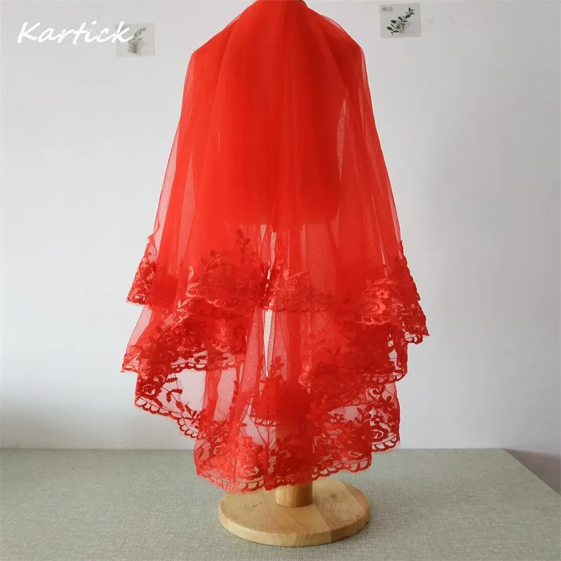 

New Arrival Bridal Veils with Lace Edge Elegant Mariage Wedding Accessories Romantic Princess Two Layers Wedding Veils with Comb