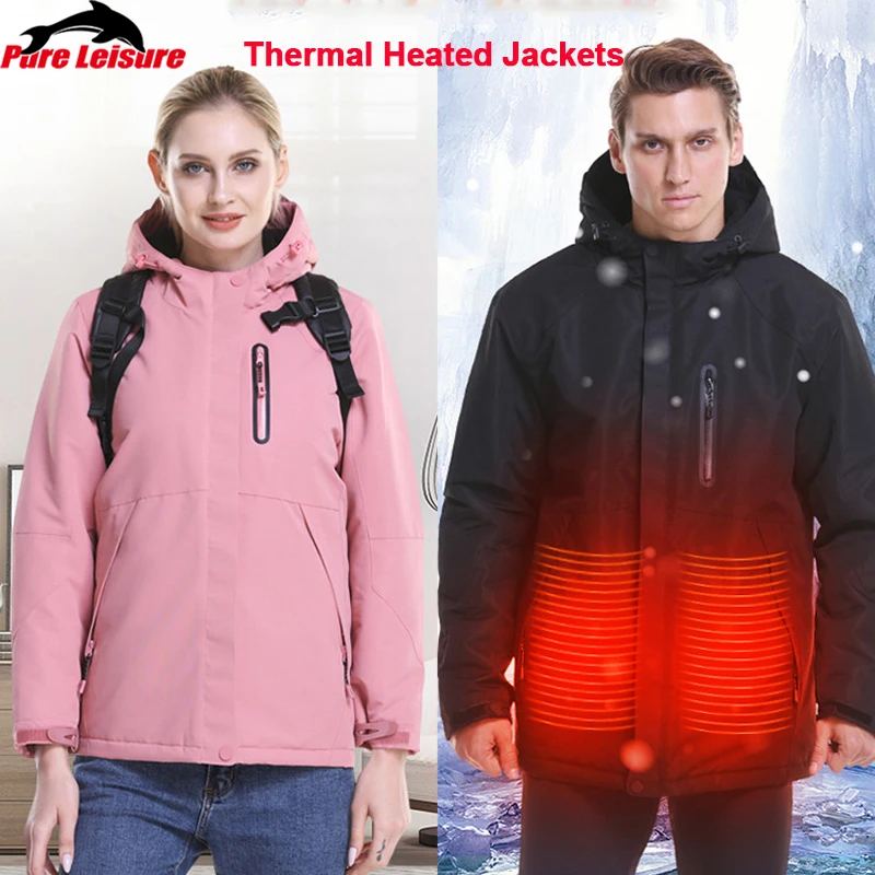 

Men Women Feather Thermal Heated Fishing WindCoat USB Electric Battery Heating Hooded Jacket Warm Winter Skiing Hiking Clothing