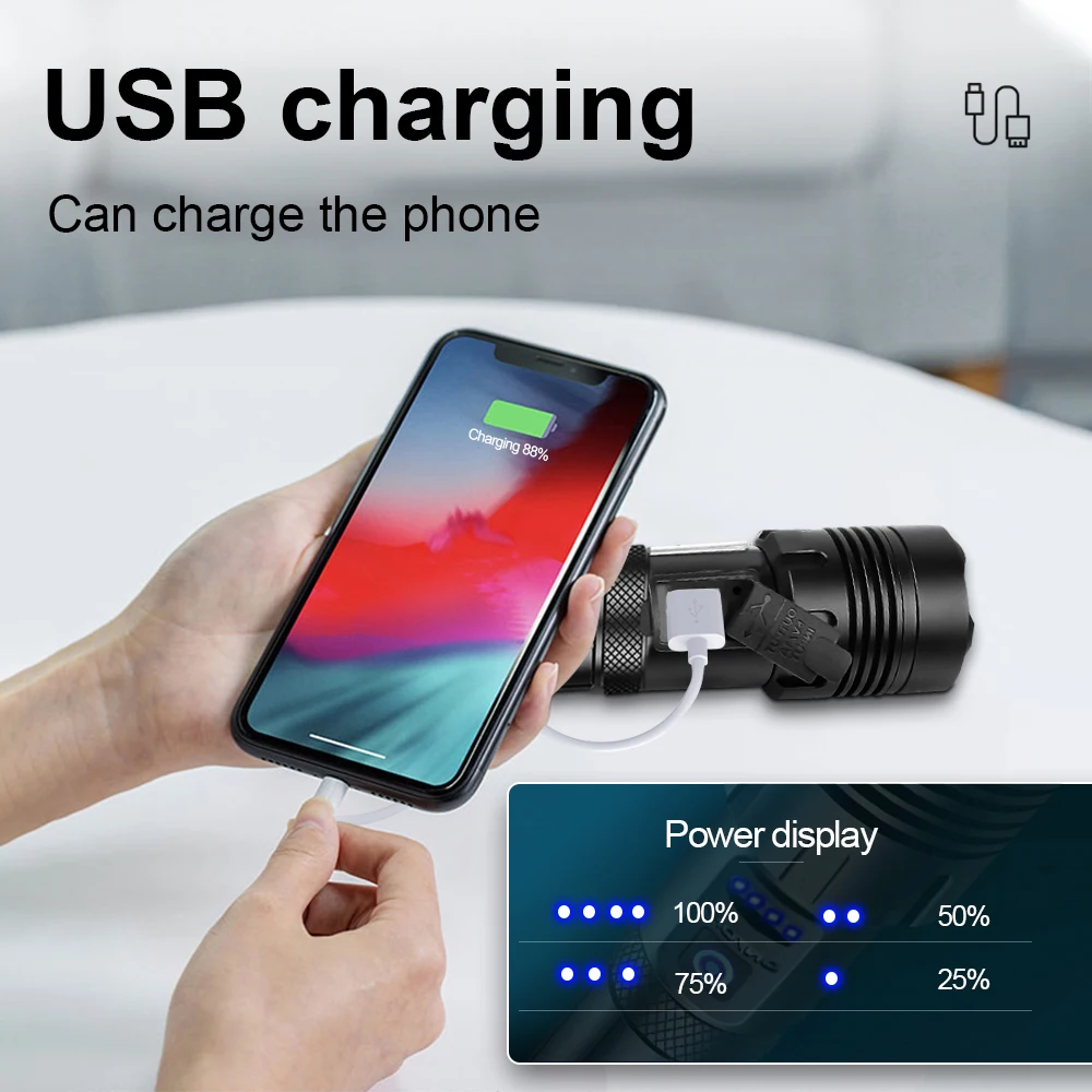 Новинка xhp70.2 самый мощный фонарик светодиодный usb Перезаряжаемый тактический