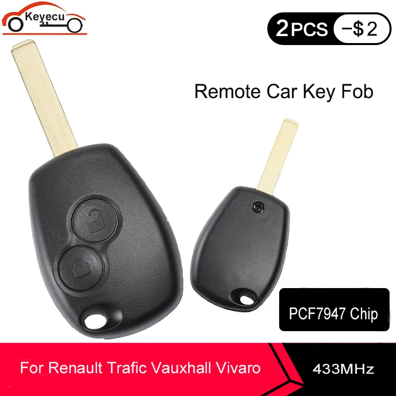 Дистанционный ключ KEYECU для Renault Duster Modus Clio 3 поддерживаемый Dacia Logan Sandero 2 кнопки чип
