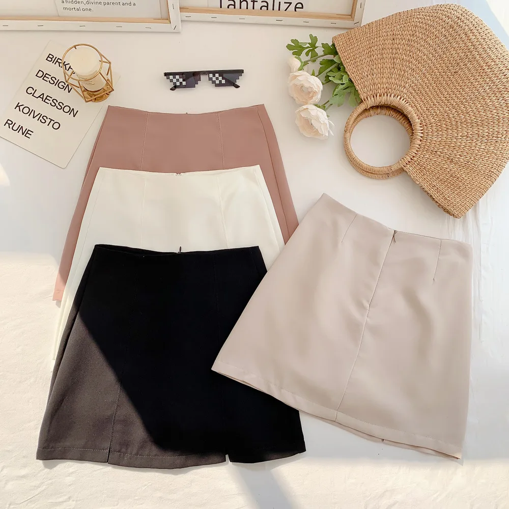 

Early Autumn Women's Dress 2019 New Style Korean-style Solid Color Hipster Short Skirt Women's Skirt A- line Skirt High-waisted