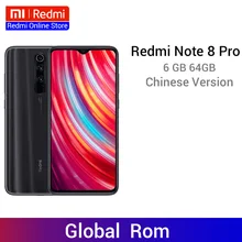 Xiaomi Redmi Note 8 Pro с глобальной прошивкой, 6 ГБ, 64 ГБ, 64 мп, четыре камеры MTK Helio G90T, смартфон 6,53 ''FHD+ 4500 мАч, 18 Вт, QC 3,0