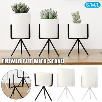 

Ceramic Flower Pot Indoor Plant Display Planter with Stand Holder Cafe Home Decor SDF-SHIP