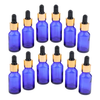 

12 Pieces Empty Refillable Dropper Bottles For Essential Oils Cosmetics 10ml Storage Container