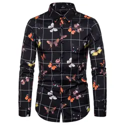 Womail 2019 Новое поступление повседневные мужские рубашки с 3d принтом приталенное платье рубашка модная мужская Высококачественная деловая