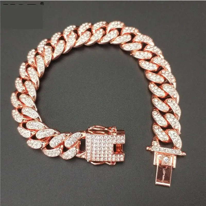 Hip Hop Rose Gold Color Bling Iced Out 