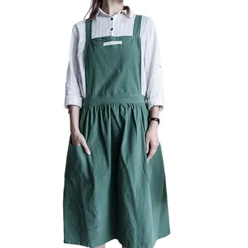 

1 PC Woman Nordic Style Pleated Skirt Cotton Linen Apron Household Kitchen Coffee Shop And Flower Shop Work Cleaning Apron