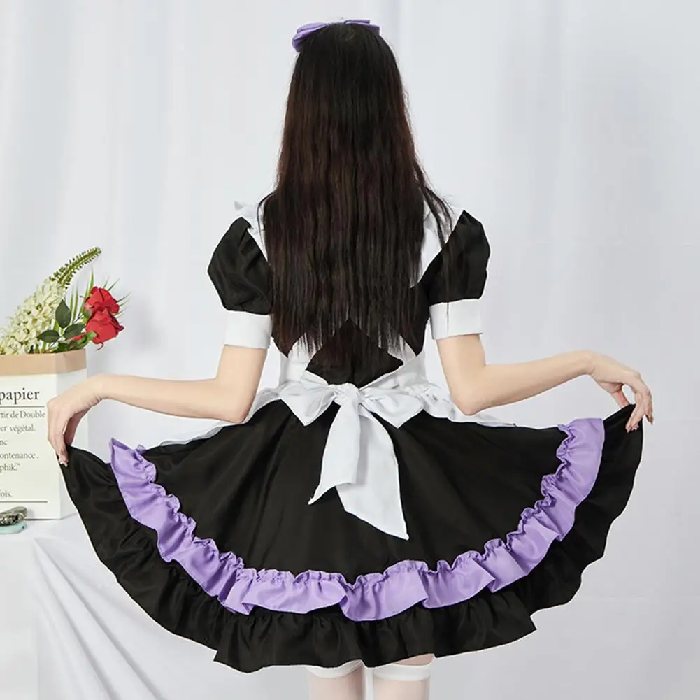 Sweet Cute Lolita Maid Dress Purple Girls Princess Dresses Sexy Maid Women Costume Cosplay Purple Lace Maid Lolita Dress - Waiter Uniforms