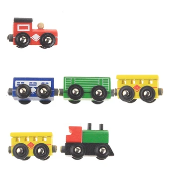 

6PCS Baby Children's Wooden Toy Puzzle Assembled Building Blocks Dragging Small Train Toy Car