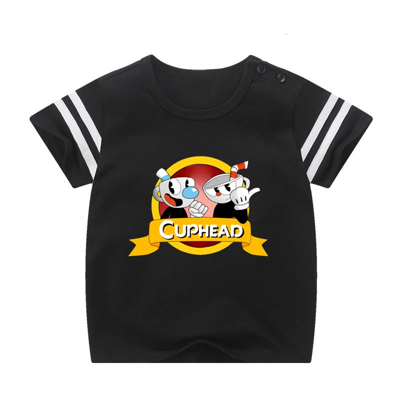 Boys or Girls Cuphead cartoon Kids sport motion T Shirt Children T-shirt Baby Toddler Summe Tops Anime cartoon Tees wholesale - Цвет: as picture