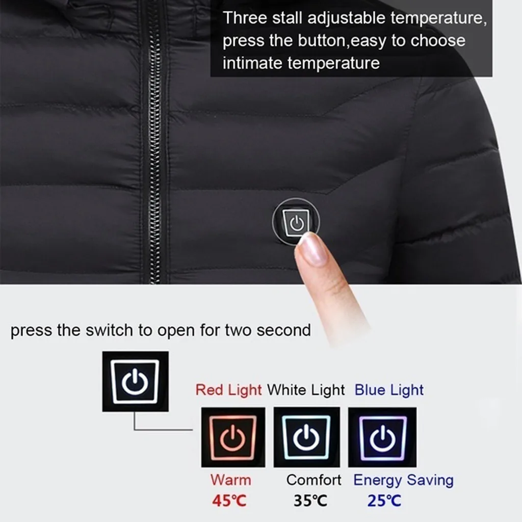 Feitong зимняя куртка для мужчин и женщин Smart USB Брюшная спина Электрический нагрев теплый пуховик хлопок Мужская одежда masculino