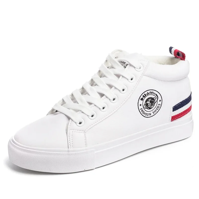 

Vucanized Sneakers Men Spring/autumn/winter Shoes Boys White Leather Sneakers Men High Top Shoes 2020