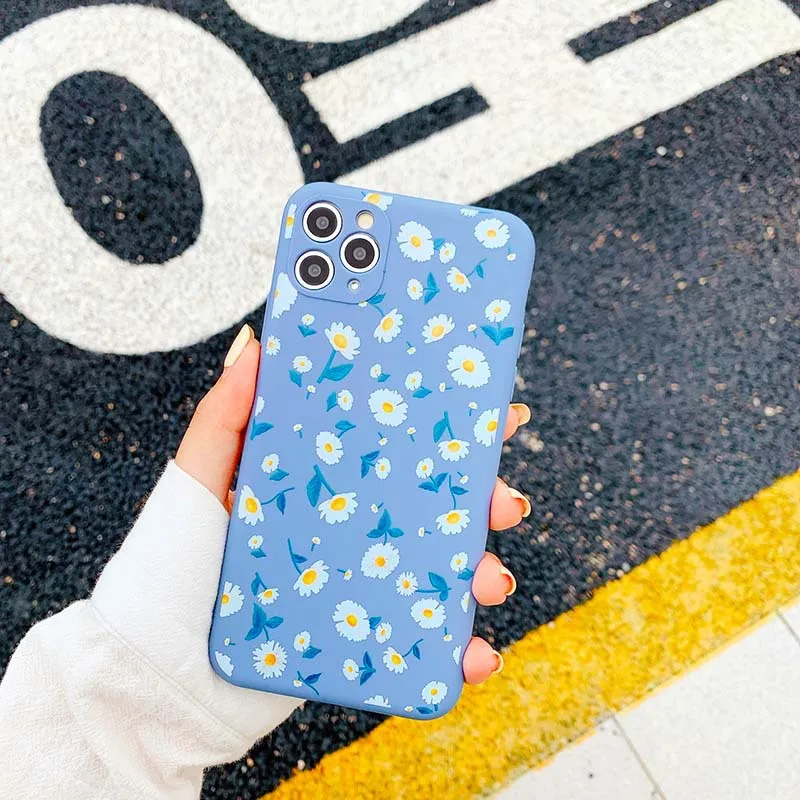 Flower Silicone Phone Case For iPhone 7 8 Plus Case 11 Pro Max X XR XS Max SE 2020 Cute Floral Soft Back Cover Coque