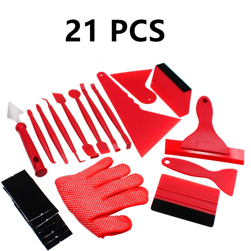 Cheap 21PCS/13PCS Car Vinyl Film Wrapping Tools Car Sticker Film Scraper  Kit Auto Felt Squeegee Scraper Set Knife Decal Plaste Accessories