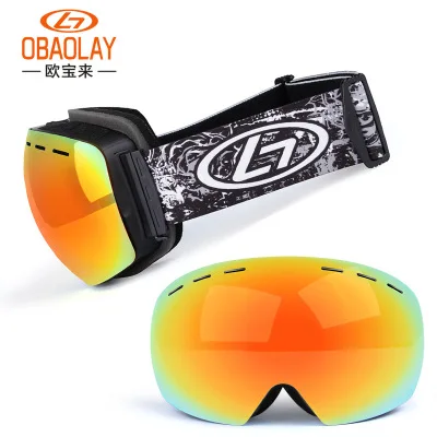 OBAOLAY брендовые лыжные очки для мужчин женщин сноуборд очки для катания на лыжах UV400 защита снежные лыжные очки Анти-туман Лыжная маска - Цвет: a010