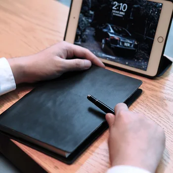 

Genuine Leather Business Office Conference Notebook High-End Thick Notebook Logo